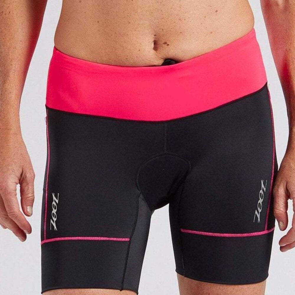 Zoot Women's Core Tri Shorts 6" Black/Neon Pink Triathlon M NWT